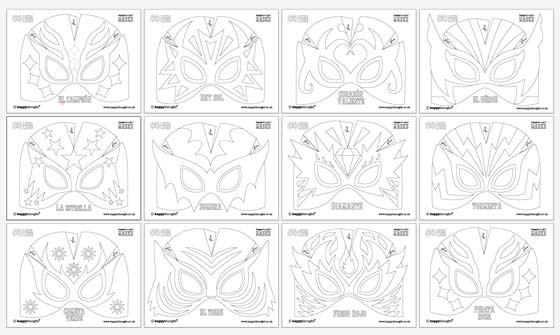 12 lucha libre mask ideas. Black and White templates!