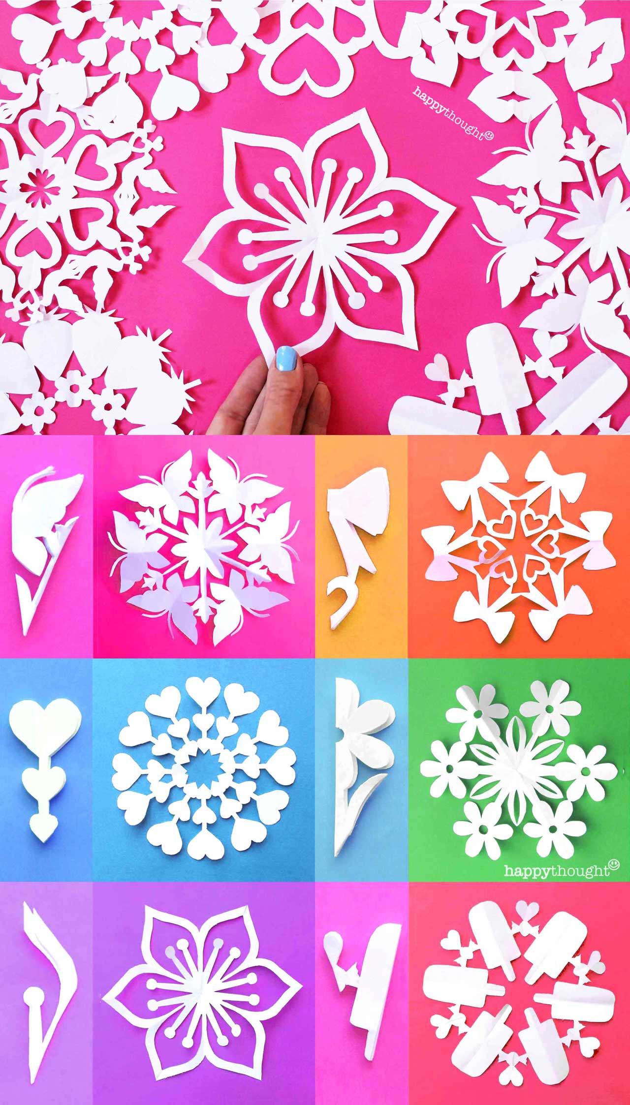 12 templates and patterns for St valentines day snowflake decorations