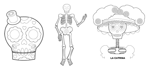 Dia de los muertos pictures to color in for Day of the Dead classroom activities