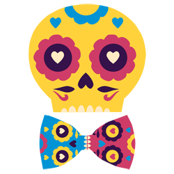 dia de los muertos skull calavera mask bowtie