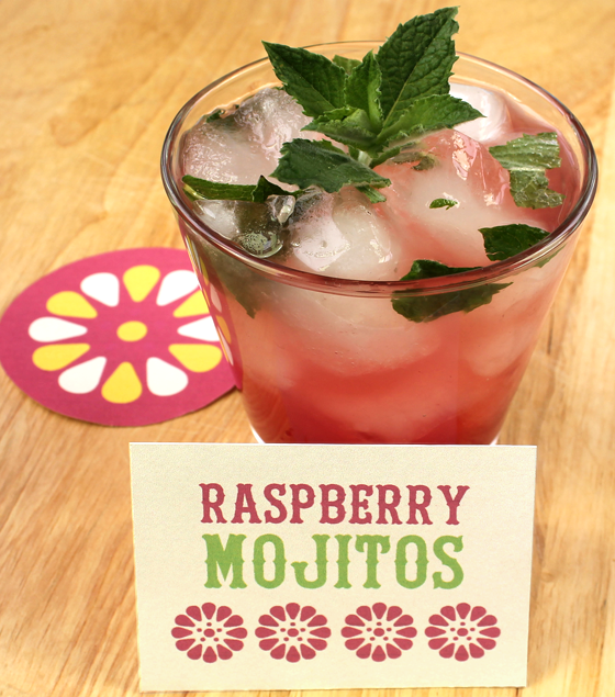 Raspberry mojito printable cocktail sign!