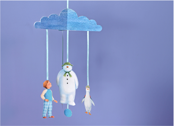 mobile garland craft with snowman boy snowdog