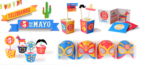 cinco de mayo printable paper craft kit somberos mexican themed decorations