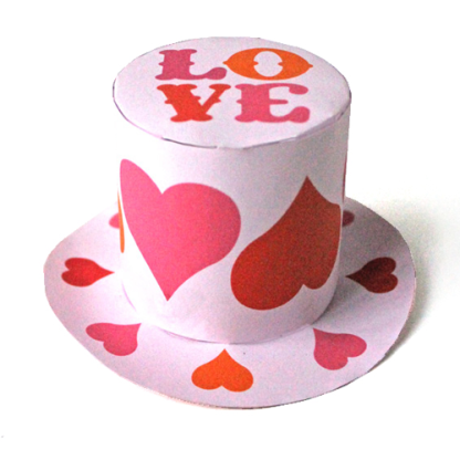 Mini St Valentines Day hat template DIY to make. Love is a splendid thing!