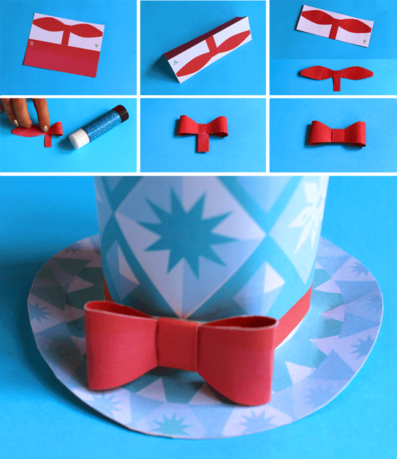 bow for holiday christmas paper hat free