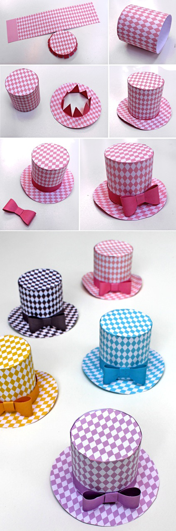 Diamond party hat pattern. Download 5 Mini Top Hats templates!