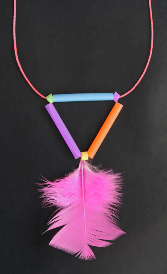 kids easy feather-geometric straw necklace