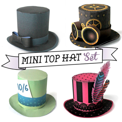 Mini top hat no sew set: Classic black top hat, Burlesque, Madhatter, Steampunk!