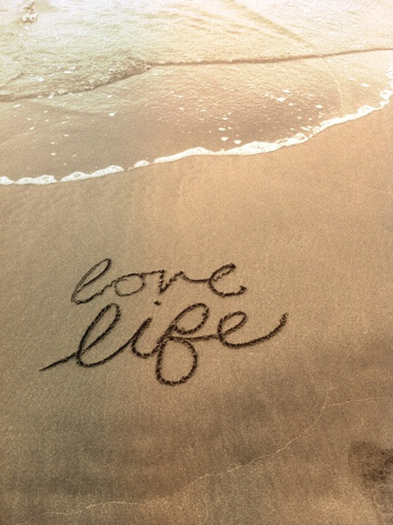 live life beach calligraphy ritoque beach chile 