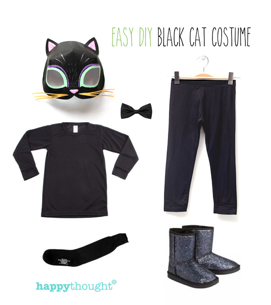 DIY black cat costume ideas + cat mask instant printable!