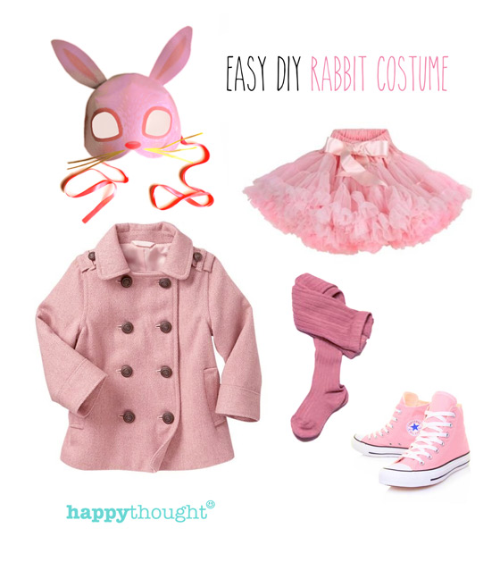 Easy to throw together rabbit costume with rabbit mask