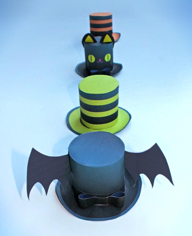 Cute Halloween mini top hat; 4 DIY printable. Easy to make!