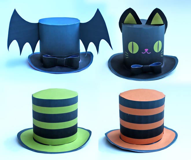 Halloween mini paper top hats pattern or template!