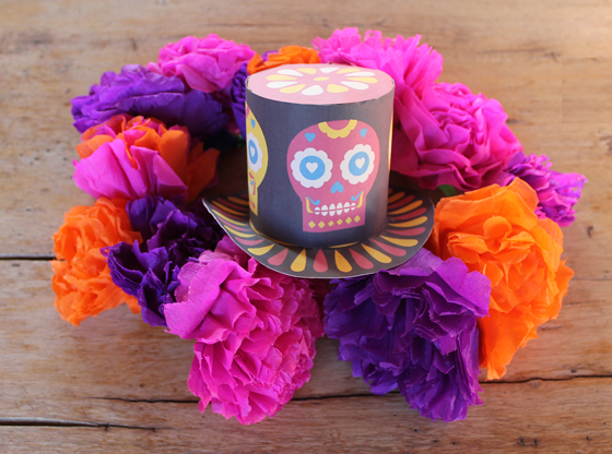 Day of the Dead mini top hat and paper flower headpiece tutorial