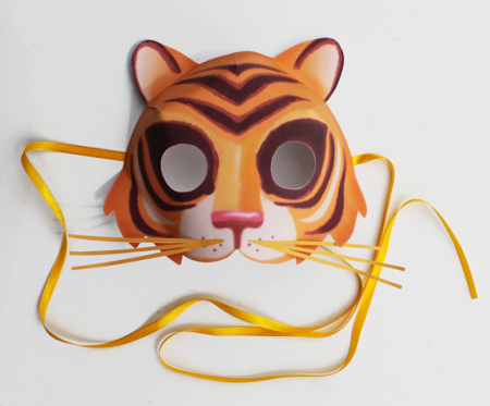 Easy to make printable tiger mask - Animal mask templates!