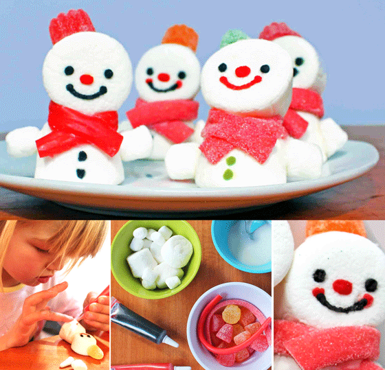 Fun Step-by-step marshmallow snowmen are fun and easy to make!