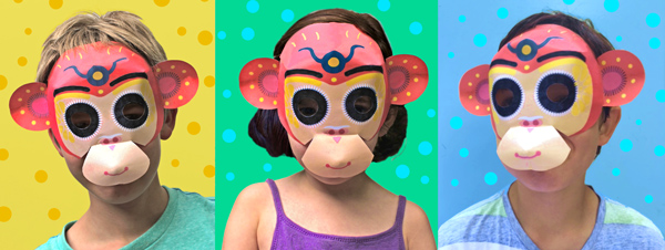 Three cheeky monkeys chinese new year paper mask