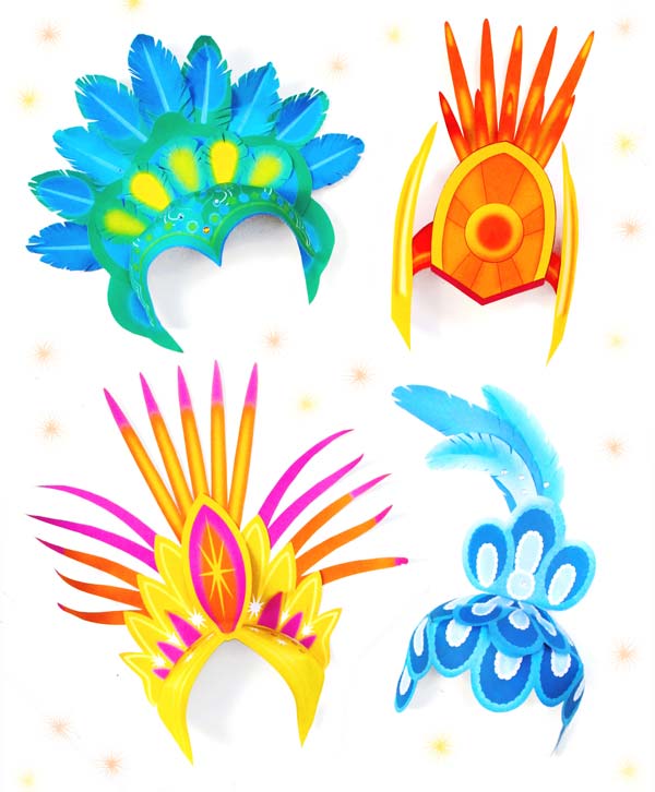 4 printable Carnival headpiece templates