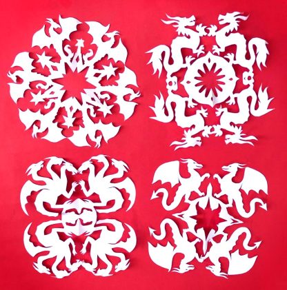 4-dragons snowflake templates