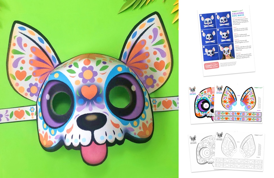 Calavera dog mask templates