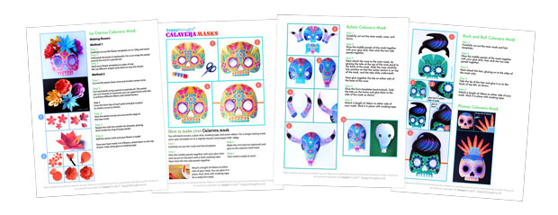 Day of the Dead template instructions on making a DIY paper mask for Day of the Dead