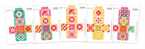 Printable talavera tile templates - Ceramic style ceramica tiles favor boxes