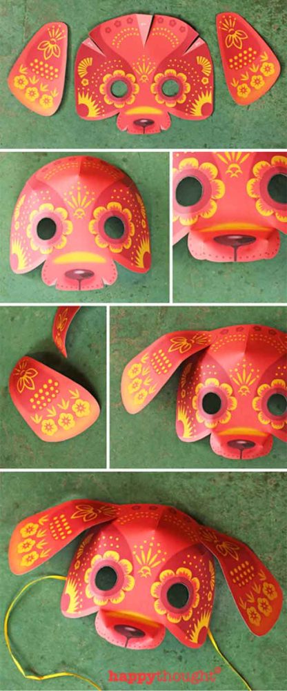 Chinese New Year Dog mask. Be a dog today • Happythought