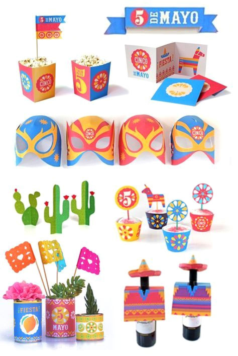 Plantillas de manualidades imprimibles para fiesta del Cinco de Mayo