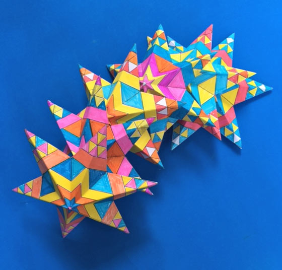 Printable DIY craft activity worksheets to color in Mexican paper stars for Cinco de Mayo!