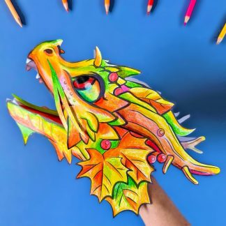 Color and create Paper Dragon Puppet Sassafras