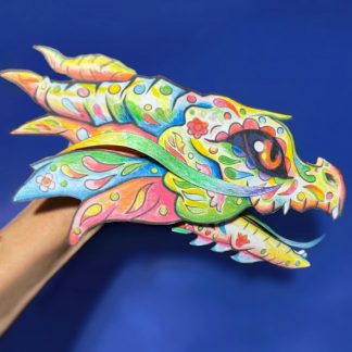 Color-in + create Day of the Dead dragon puppet