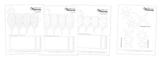 DIY Fruity maracas to print, make and color in. Fill with rice and shake away!