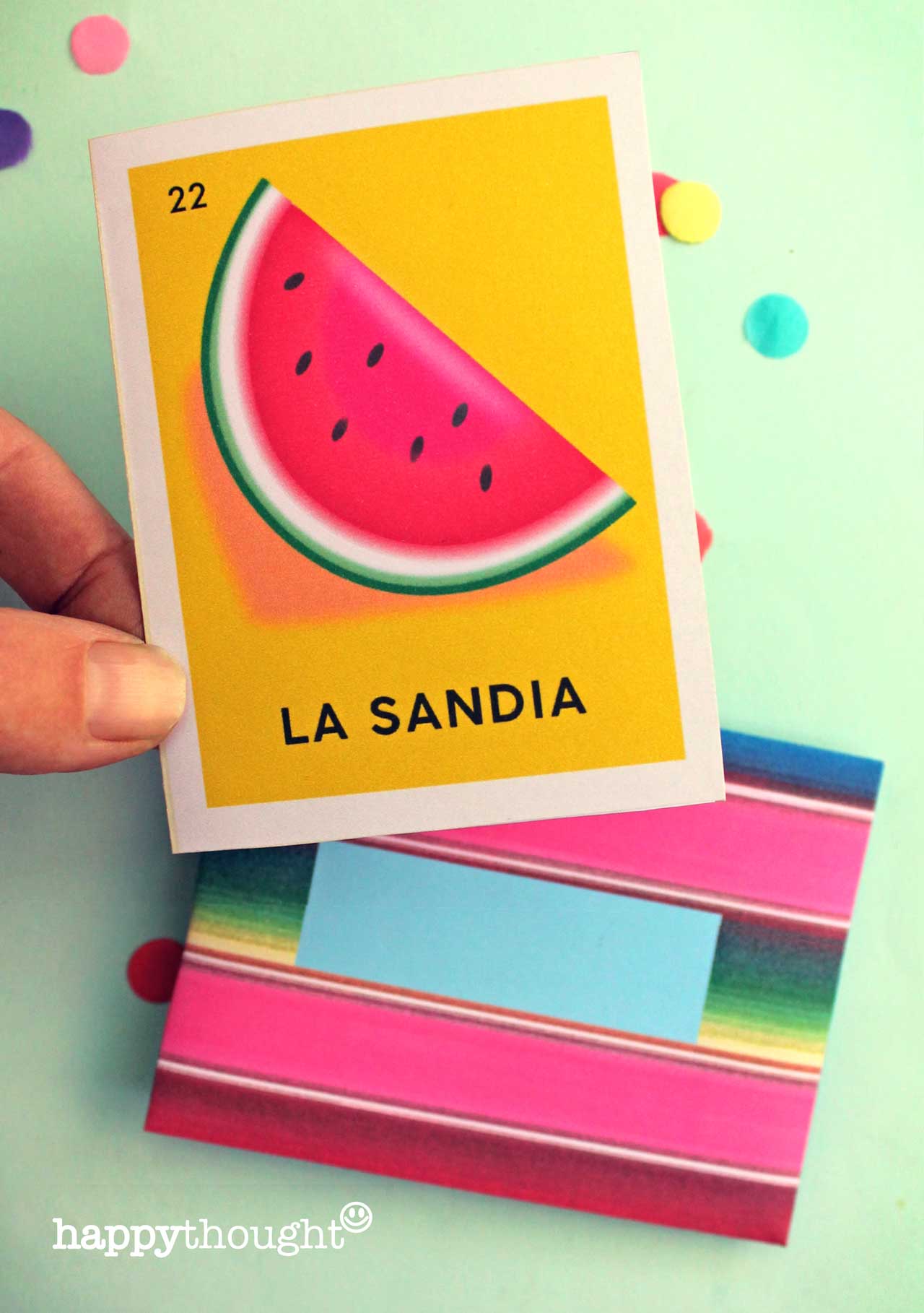 Colorful printable Loteria cards: Sandia loteria print