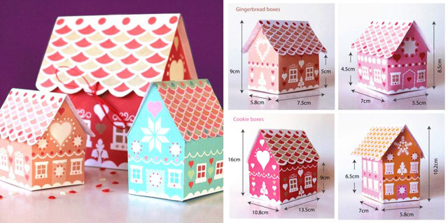 Ginger bread gift box templates. 30 DIY paper gift boxes!