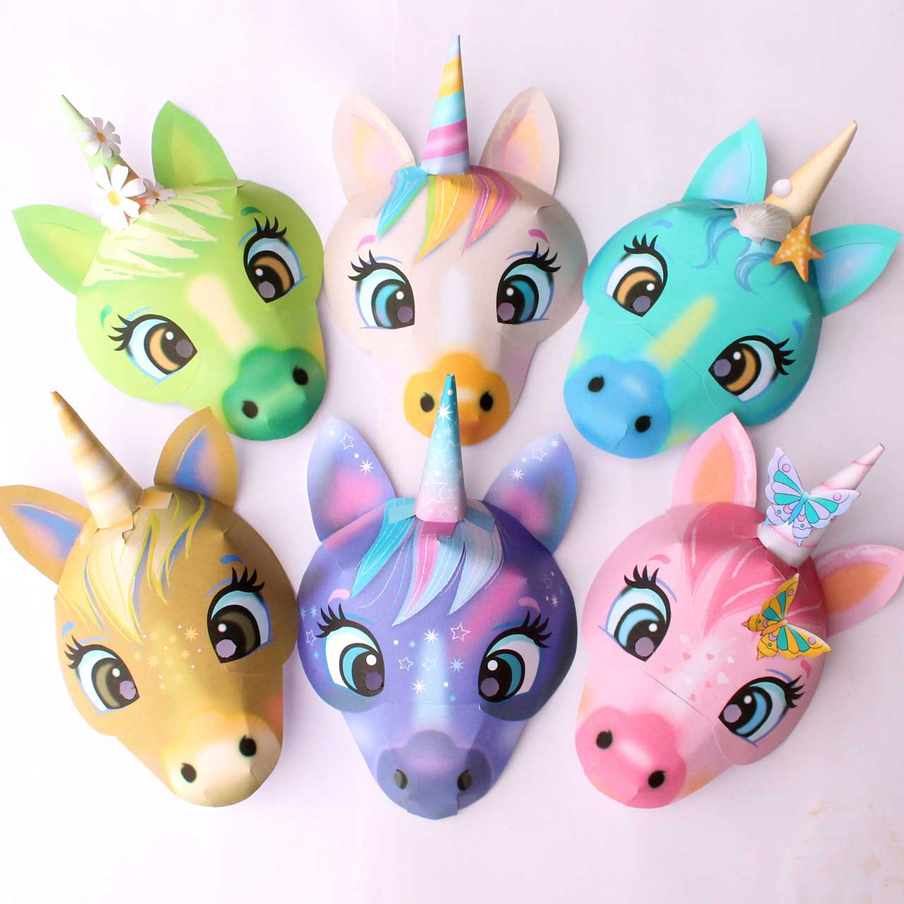 Printable Unicorn Masks Be A Cute Unicorn In No Time Happythought