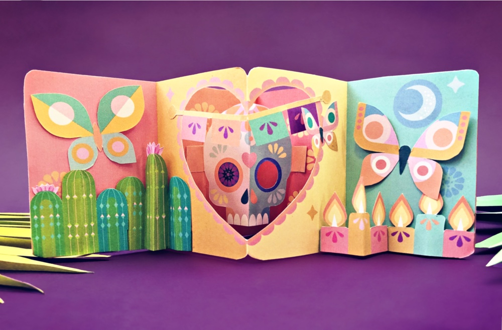 Day of the Dead diorama card template and video tutorial