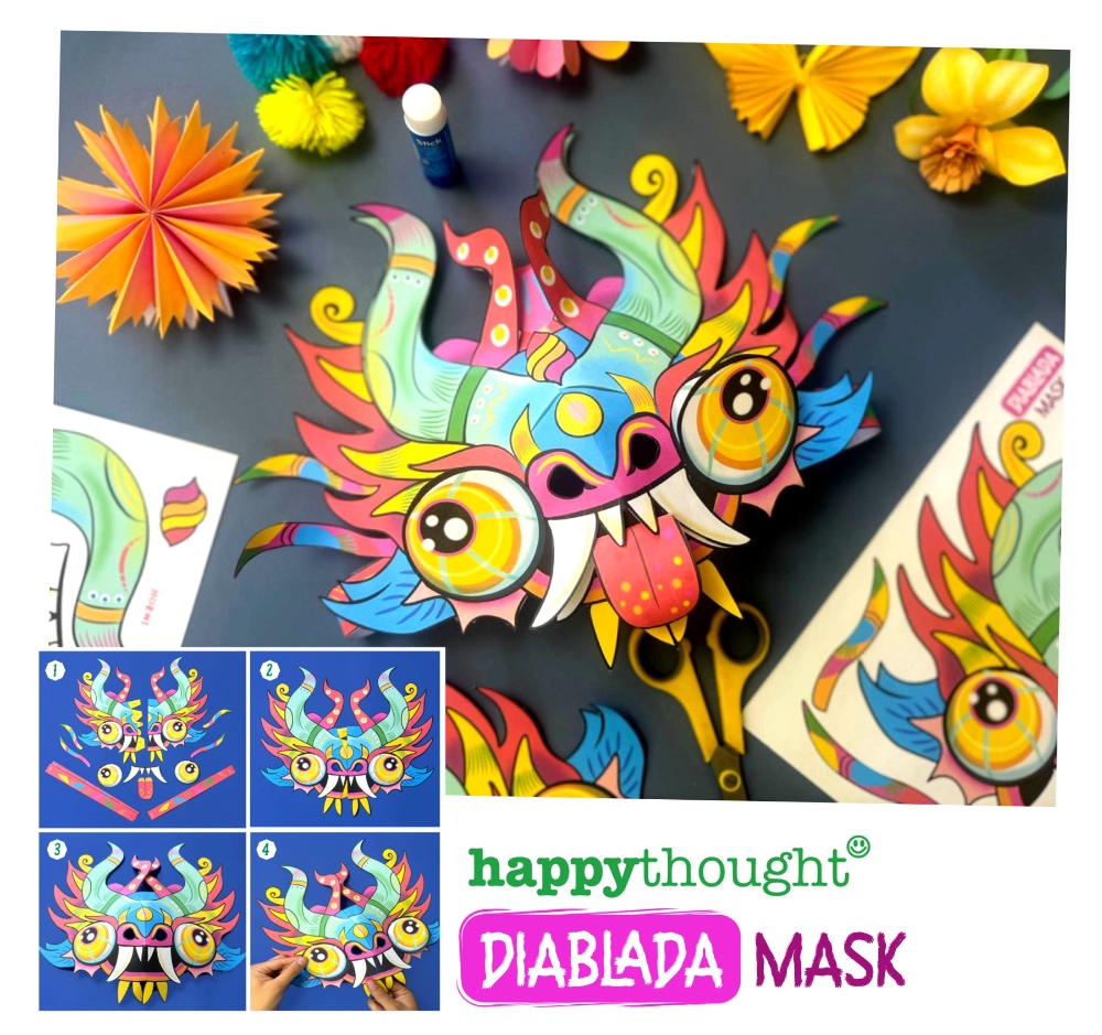Diablada mask template instant download