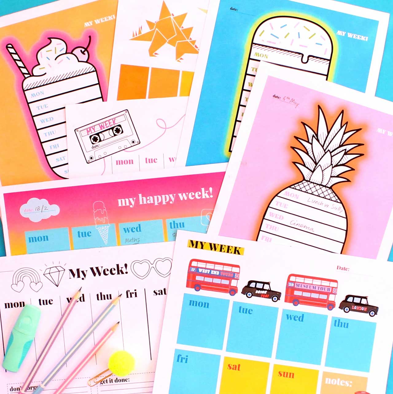 Printable weekly planners in English and Spanish • Happythought