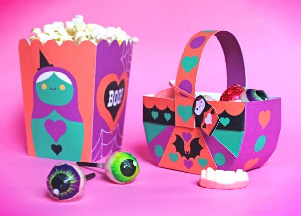 Halloween Russian doll decorations and DIY party printable templates