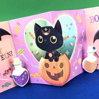 Halloween cat-diorama-template and tutorial