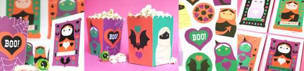 Spooky Halloween papercraft party decorations. Homemade party ideas templates, activities, patterns and cutouts