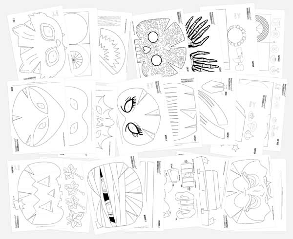 DIY templates: be a Cat, Witch, Mummy, Calavera, Pumpkin, Cyborg, Vampire, Alien, Frankenstein or Bat