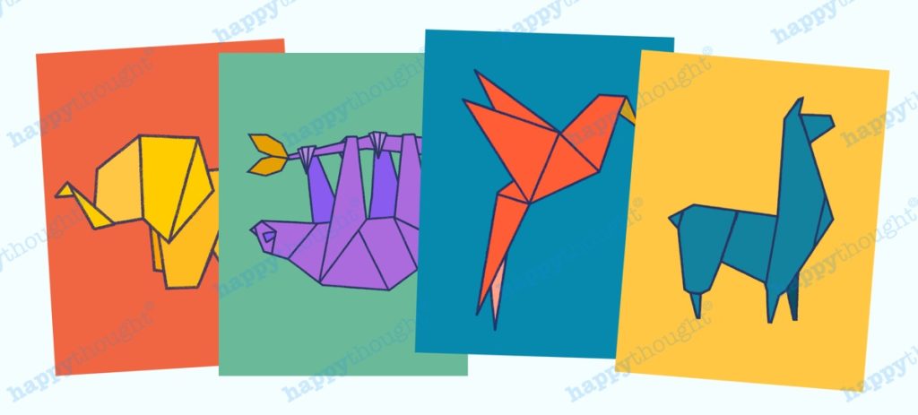 4 Printable origami animal Wall Art prints by Happythought