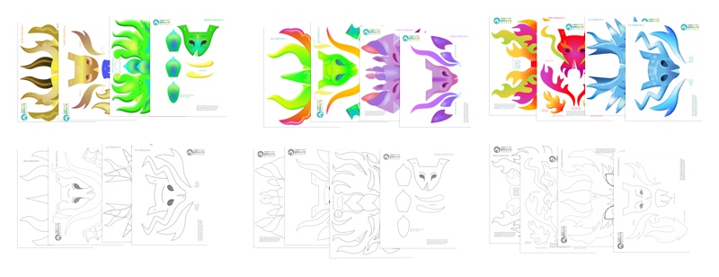 Happythought paper Dragon mask templates to print and download