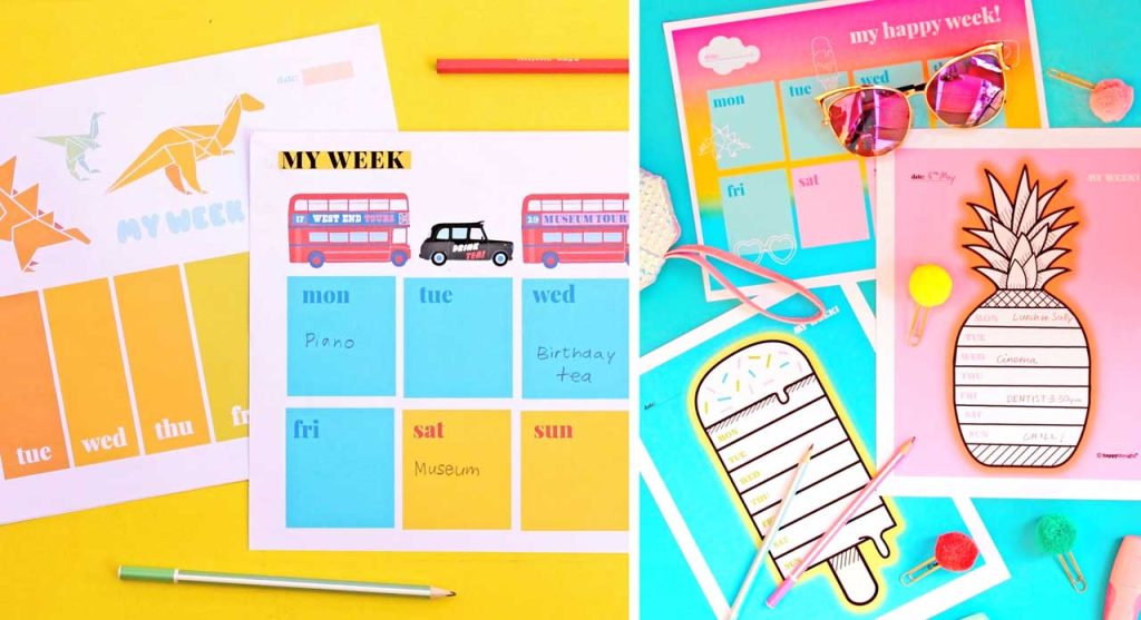 Printable weekly planners in English and Spanish • Happythought