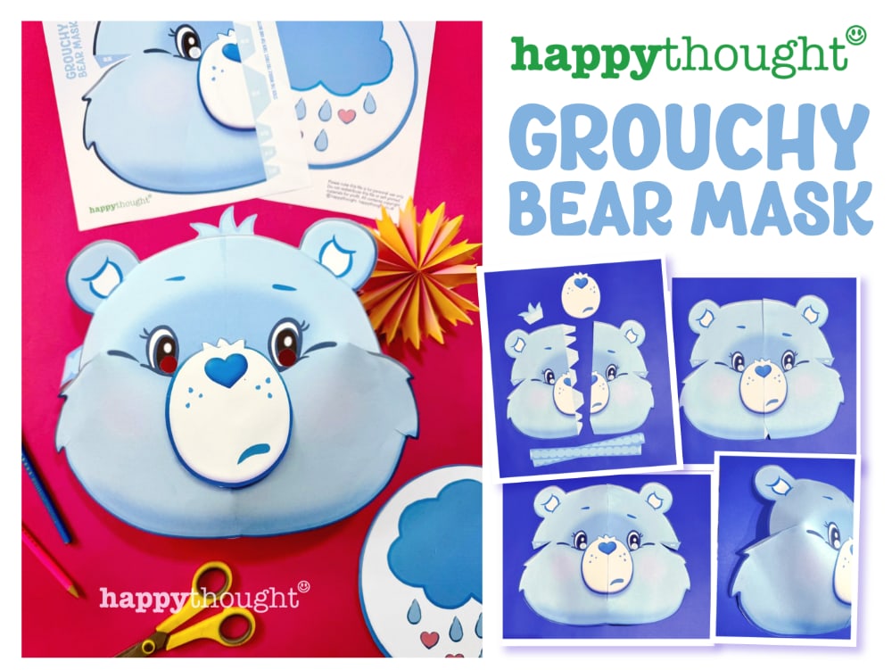 How to be a grumpy bear mask tutorial and template