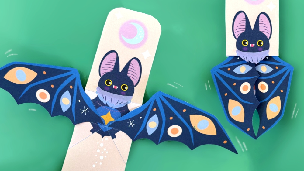 How to make a cute paper Flying Bat tutorial for Halloween