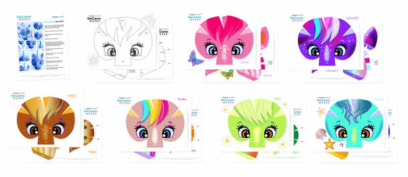 printable unicorn masks be a cute unicorn in no time happythought