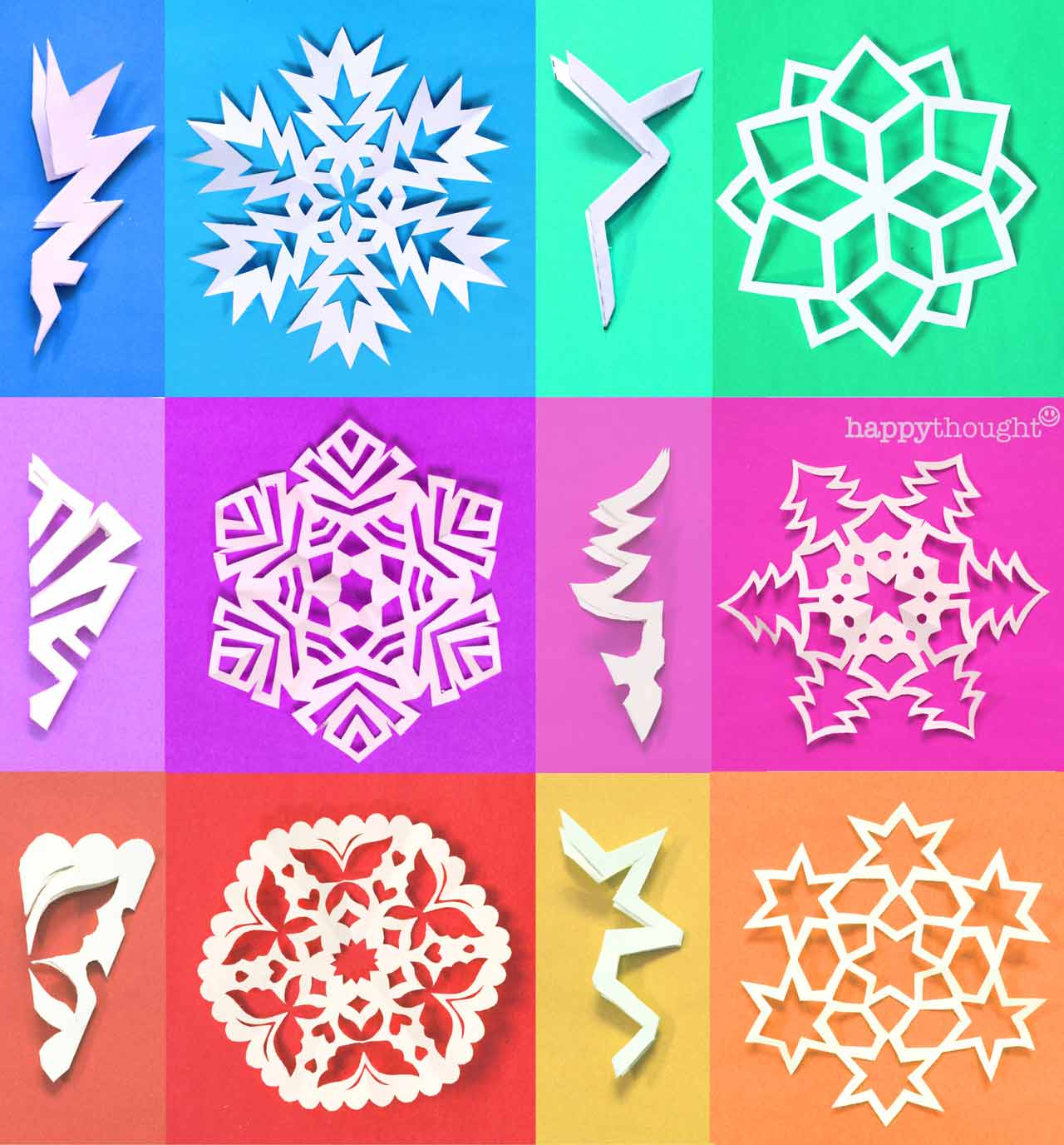 Easy DIY snowflake templates. Perfect decorations • Happythought