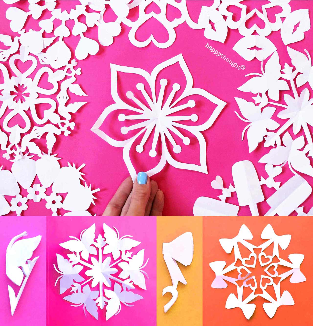 How to make a valentine snowflakes for St Valentines - 12 Valentine snowflake templates